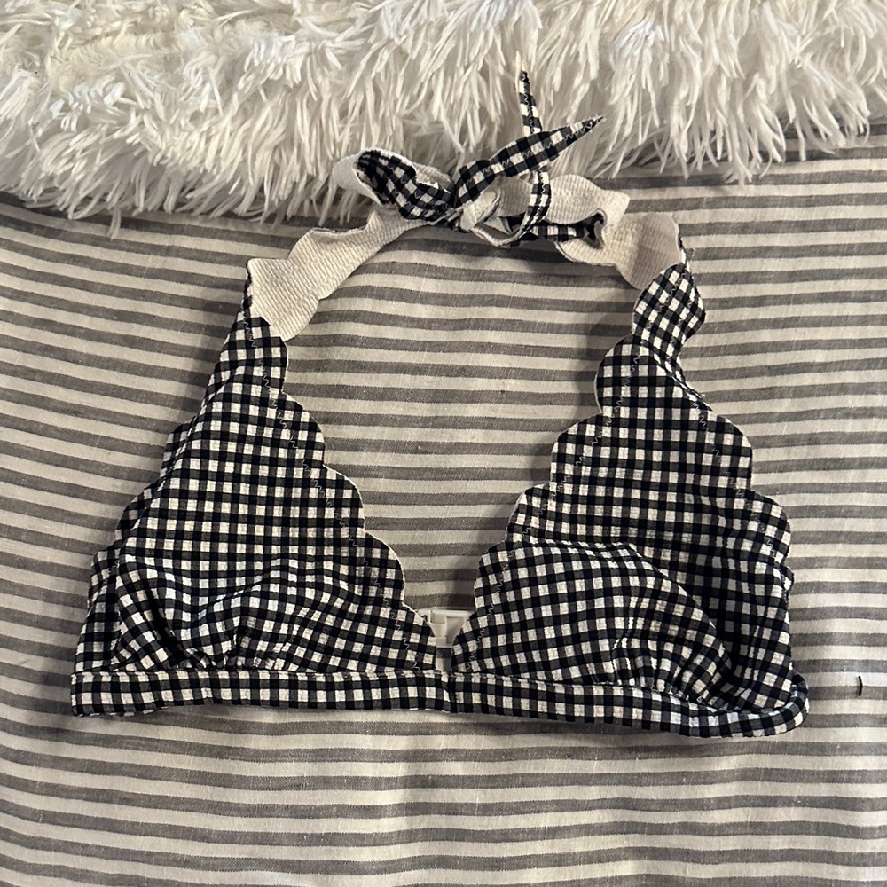 Marysia Swim Black and White Gingham Bikini Top